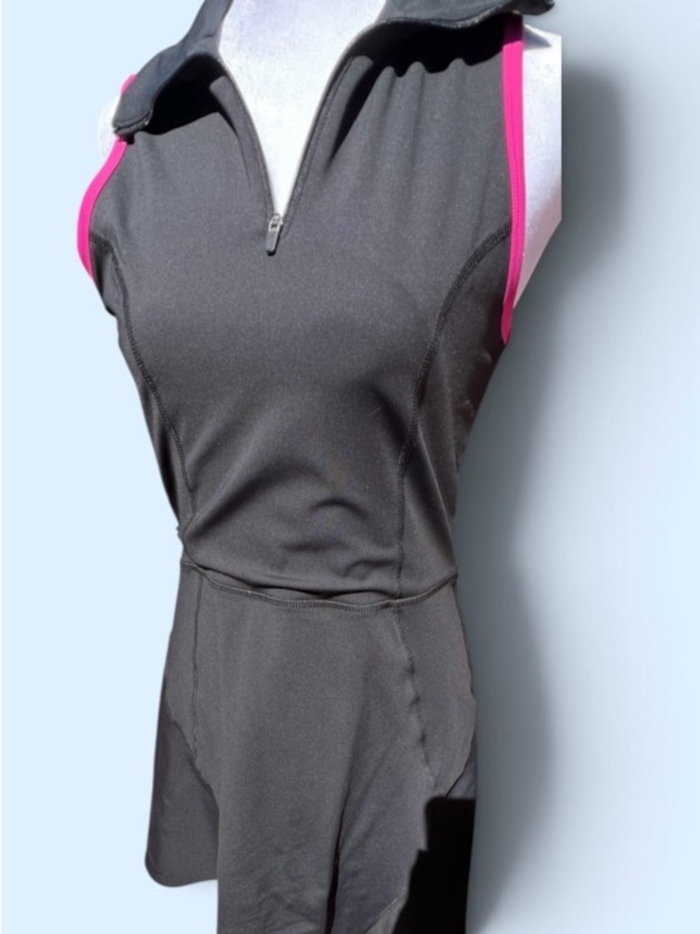 Sincerly Jules Black Mini Dress with Hot Pink Trim. Size S.